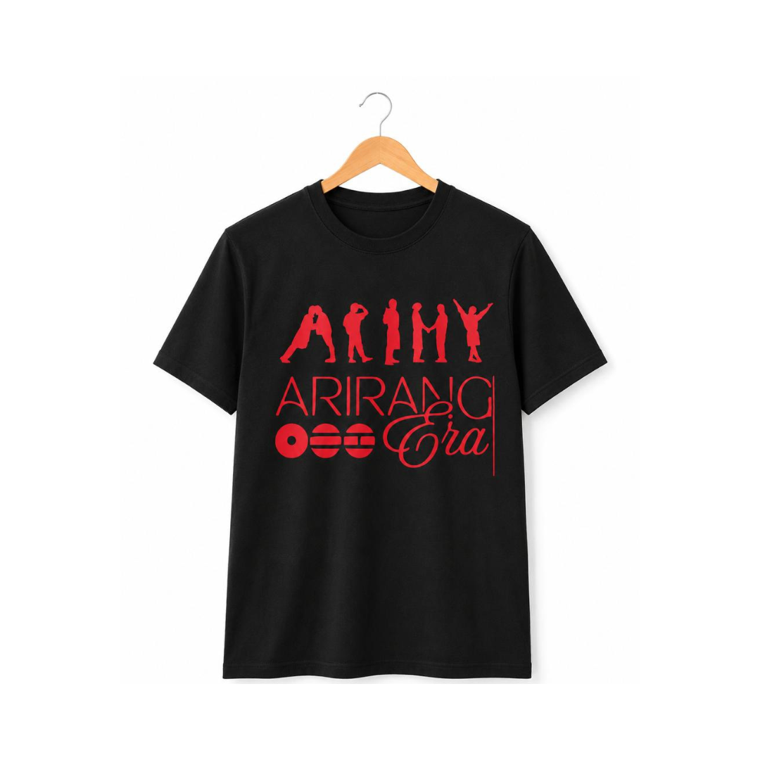 Camiseta Negra ARMY Arirang Era Siluetas Rojas | Fanmade Unisex K-Pop