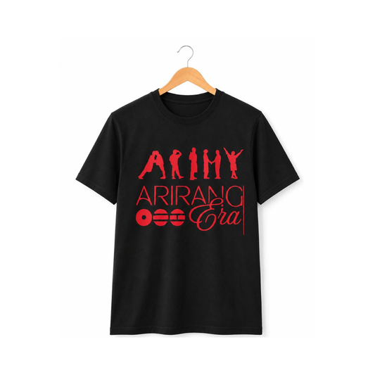 Camiseta Negra ARMY Arirang Era Siluetas Rojas | Fanmade Unisex K-Pop