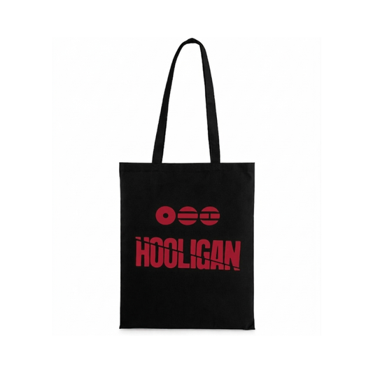 Tote Bag Arirang "Hooligan" en Contraste Rojo y Negro – Bolsa de Mano para Conciertos y Uso Diario para Fans