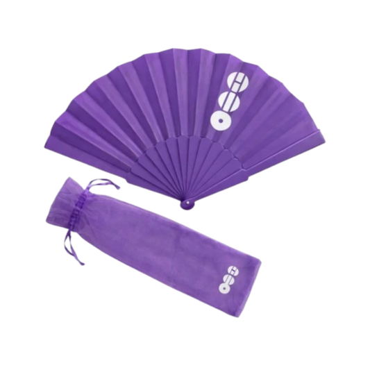 Abanico de Mano Púrpura "I Purple You" con Funda Protectora. Accesorio Aesthetic de Estilo K-Pop, Incluye Funda de Organza.