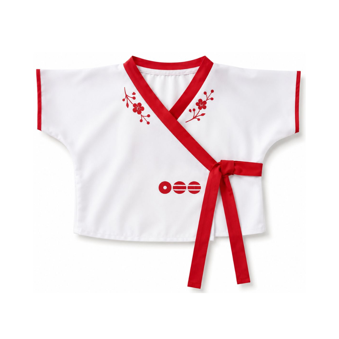 Hanbok Jeogori de Manga Corta Blanco Ideal para Concierto, Verano y Diferentes Eventos