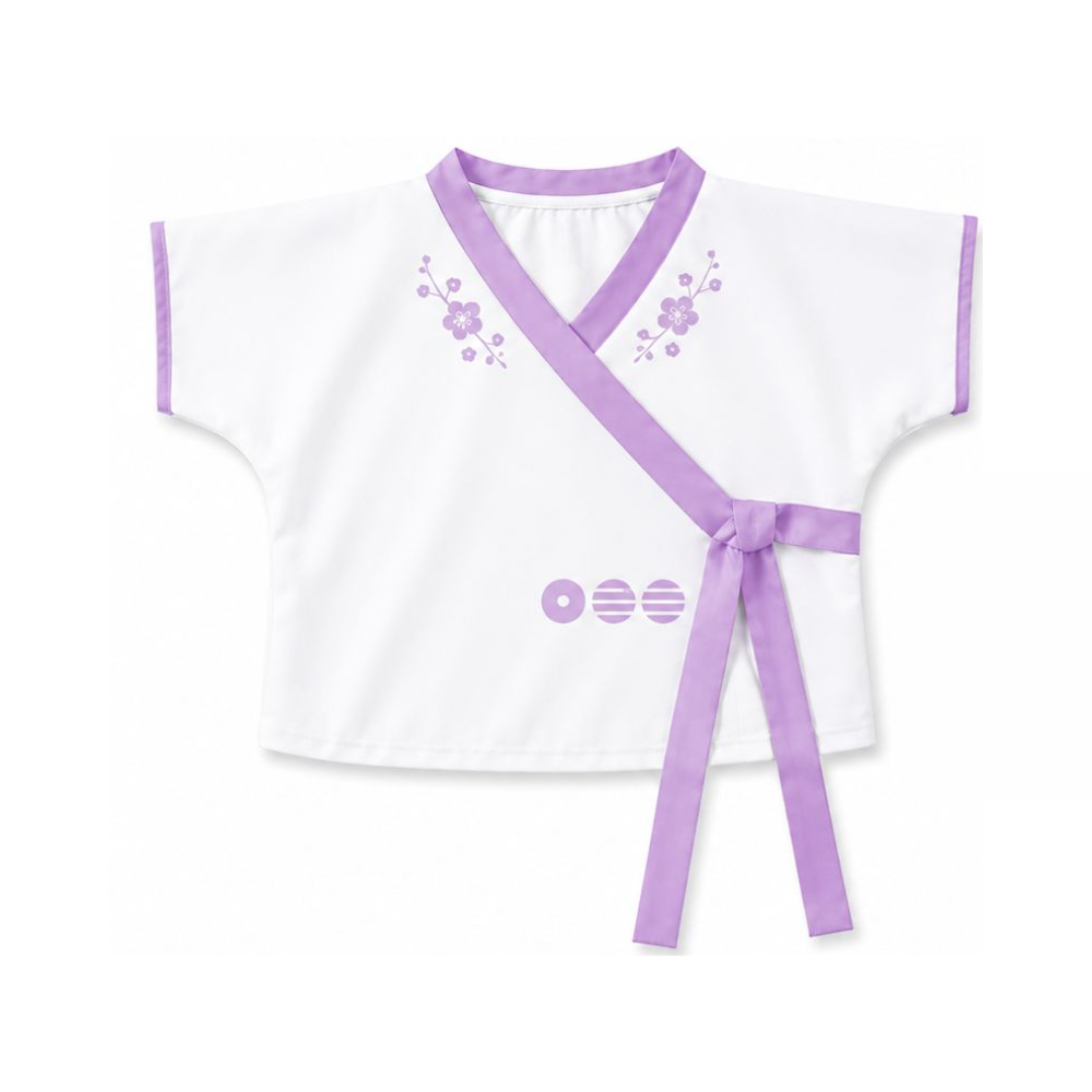 Hanbok Jeogori de Manga Corta Blanco Ideal para Concierto, Verano y Diferentes Eventos